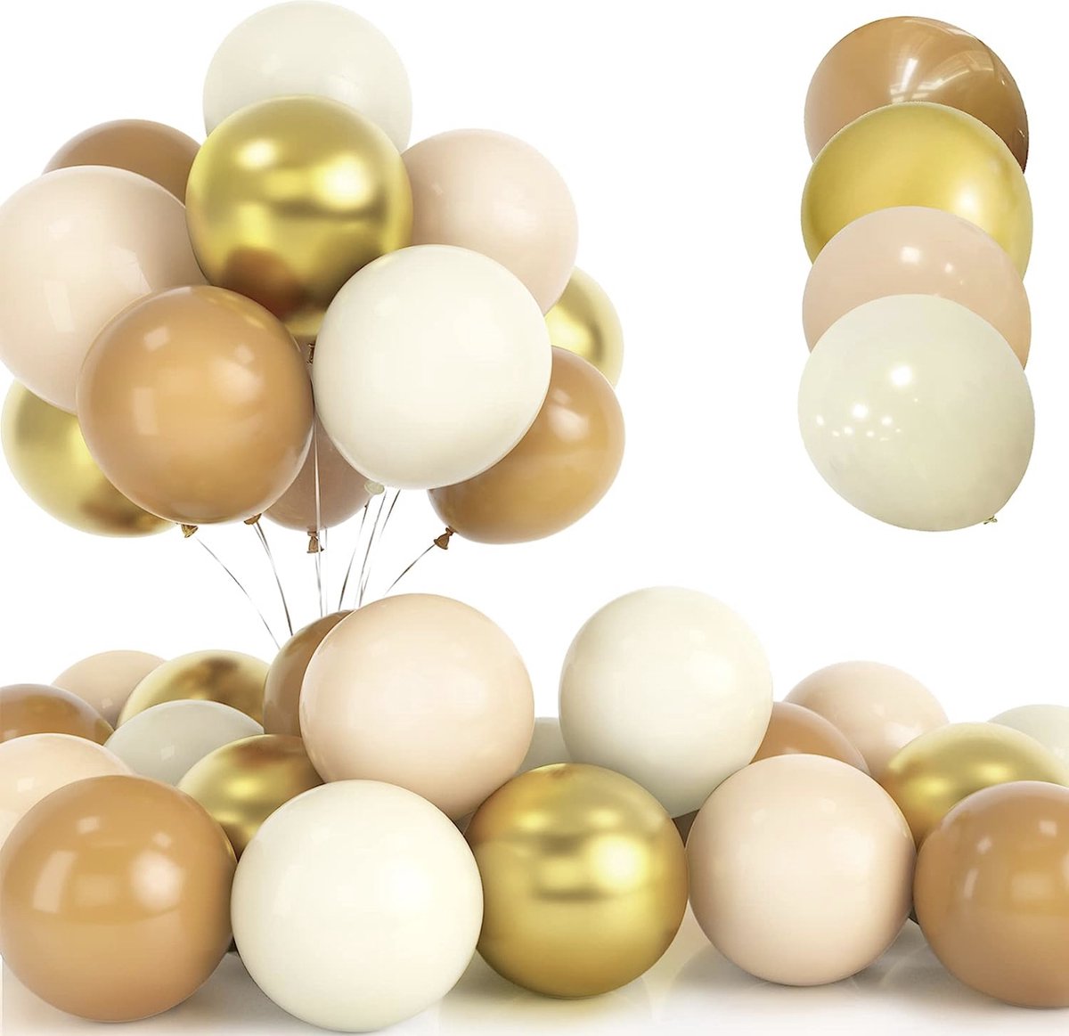 Ballonnen nude - creme - goud || Op werkdagen voor 16:00 besteld = volgende werkdag verzonden
